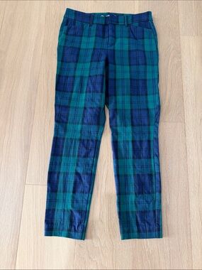 Old Navy Green & Navy Plaid Ankle Chinos